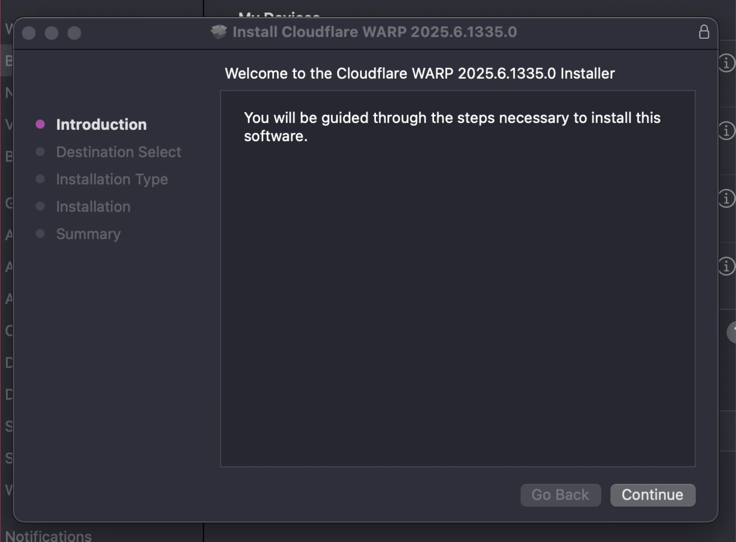 macOS installer steps