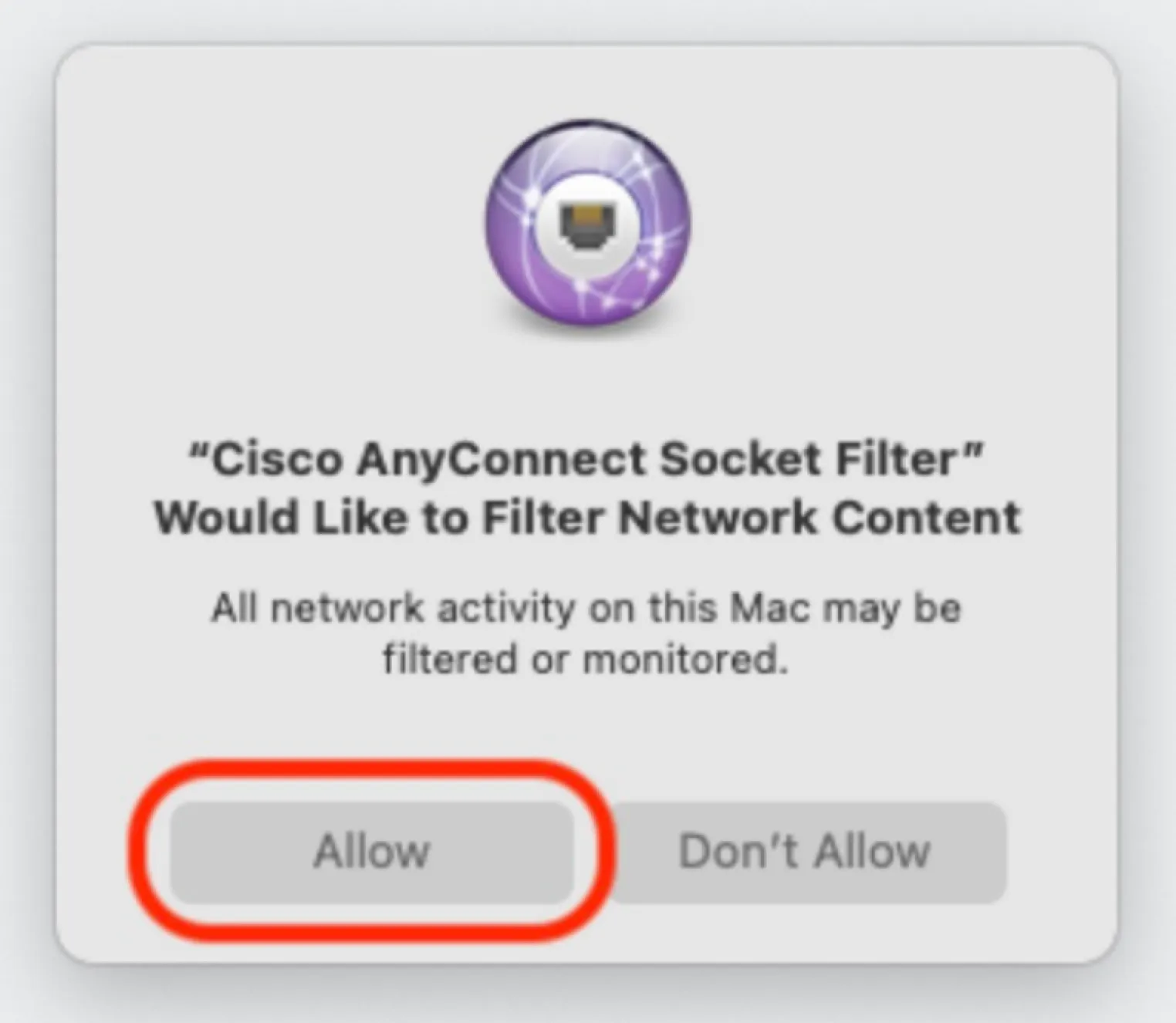 macOS VPN permission prompt
